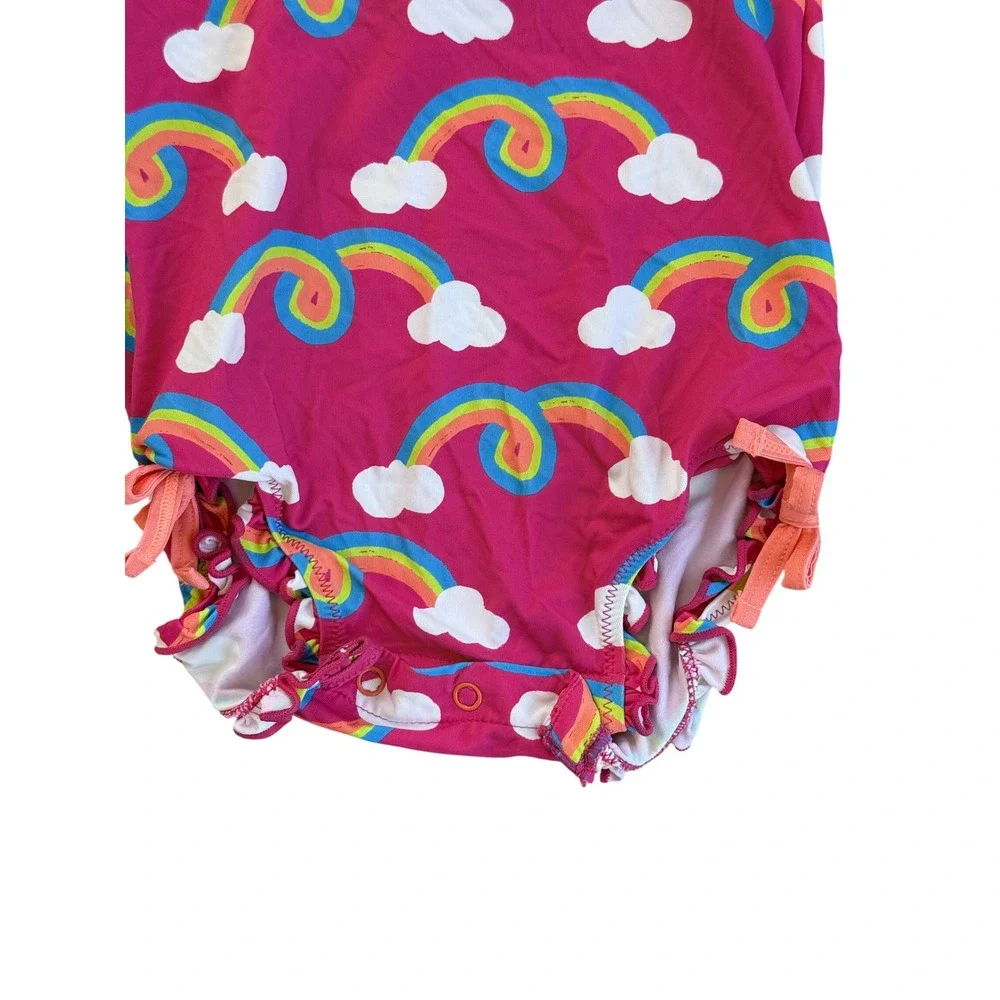 Hatley Baby Girl Rainbow Rash Guard Swimsuit 9-12 Months Long Sleeve Pink UPF 50